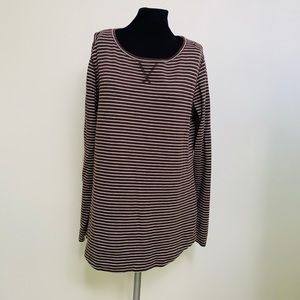 Lands End Brown Gray Striped Pullover Shirt Top